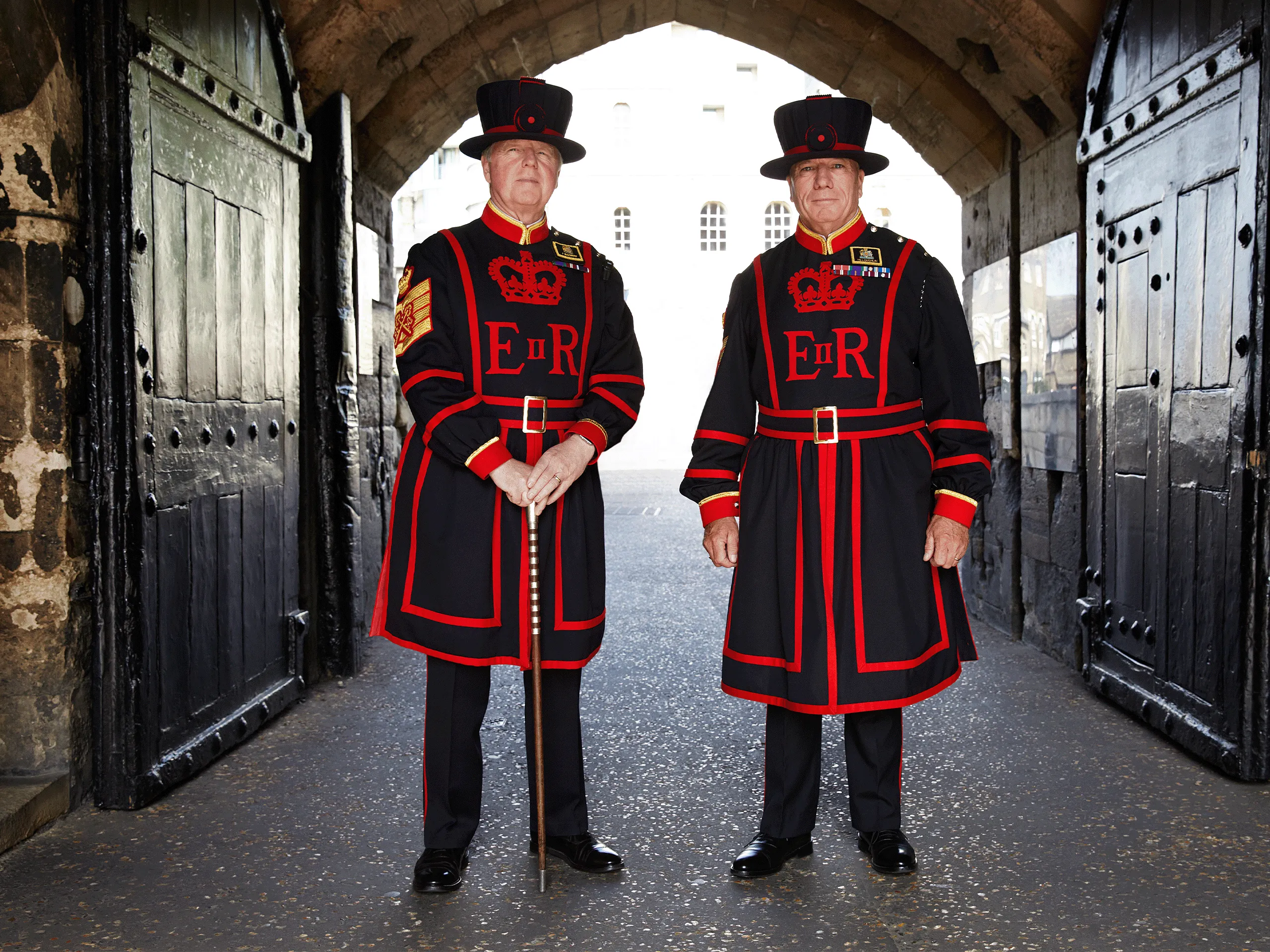 Yeoman Warder standing by the gate at the Tower of London